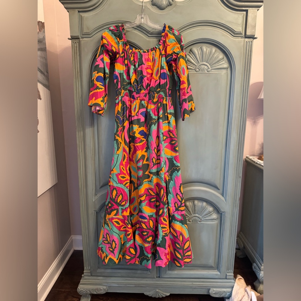 Sugarlips Colorful Leaf Print Maxi Dress
